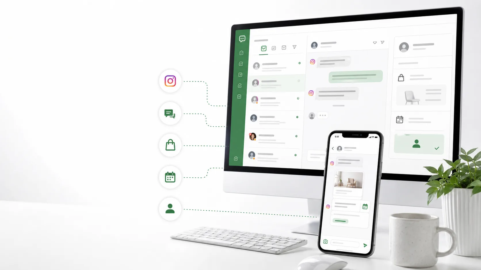Avosist Instagram automation interface on desktop and mobile